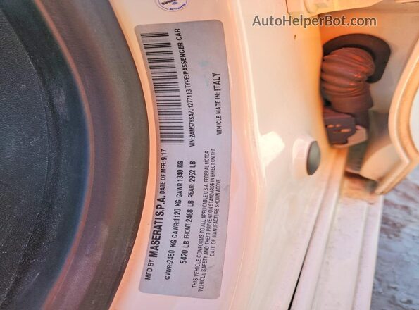 ZAM57YSA7J1277113 2018 MASERATI GHIBLI White Vista de la etiqueta del VIN
