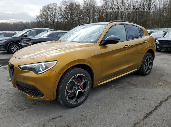 ZASPAKBN2P7D63067 2023 ALFA ROMEO STELVIO Gold წინა მარცხენა ხედი სამი მეოთხედიდან