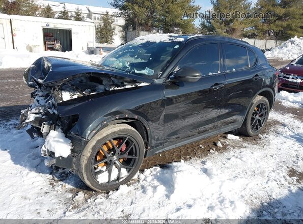 ZASPAKBN8K7C59949 2019 ALFA ROMEO STELVIO Black Առջևի ձախ երեք քառորդ տեսարան