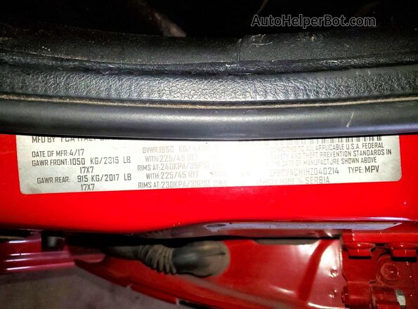 ZFBCFACH1HZ040214 2017 FIAT 500L Красный Вид подкапотного пространства