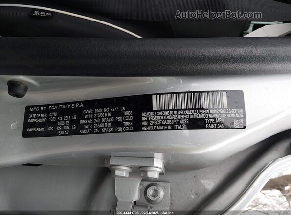 ZFBCFXAB6JP714022 2018 FIAT 500X Серебряный Вид подкапотного пространства