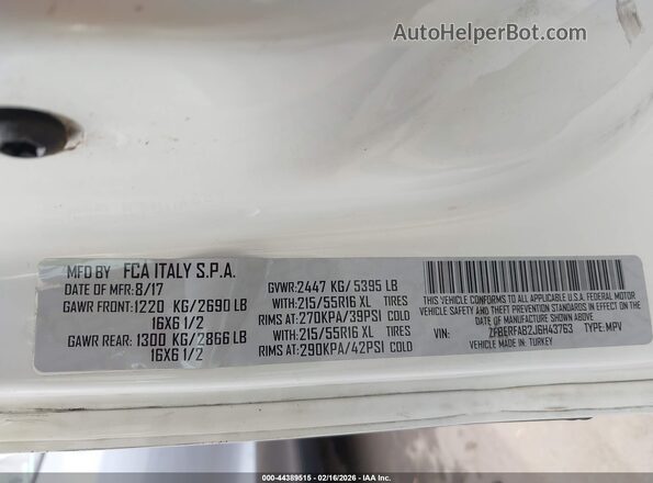 ZFBERFAB2J6H43763 2018 RAM PROMASTER CITY Белый Вид подкапотного пространства