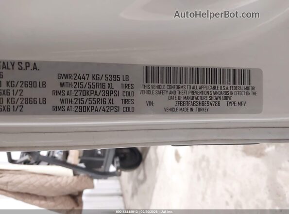 ZFBERFAB3H6E94786 2017 RAM PROMASTER CITY Белый Вид подкапотного пространства