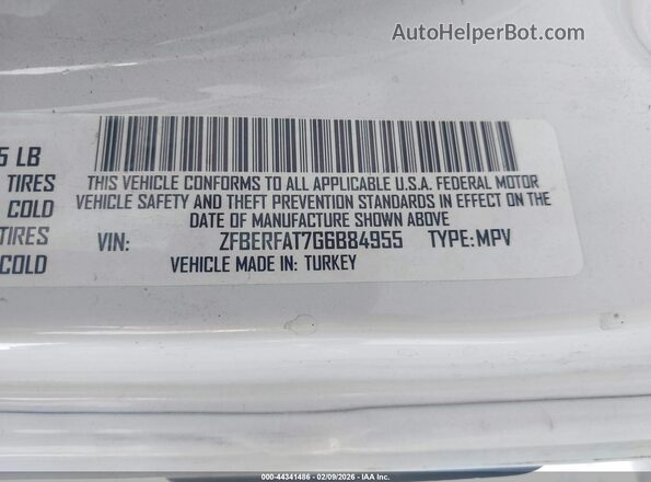 ZFBERFAT7G6B84955 2016 RAM PROMASTER CITY White Widok komory silnika