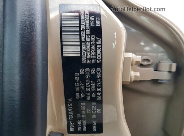 ZFBNFYA14LP841439 2020 FIAT 500X Желто-коричневый Вид наклейки с VIN-кодом