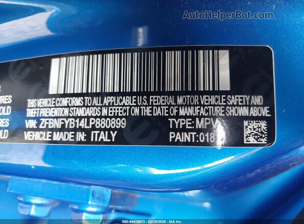 ZFBNFYB14LP880899 2020 FIAT 500X Blue Widok komory silnika