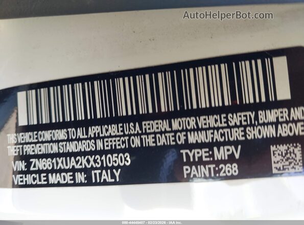 ZN661XUA2KX310503 2019 MASERATI LEVANTE Белый Вид подкапотного пространства