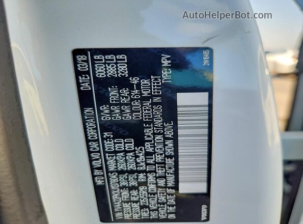YV4A22PKXJ1378045 2018 VOLVO XC90 Белый 