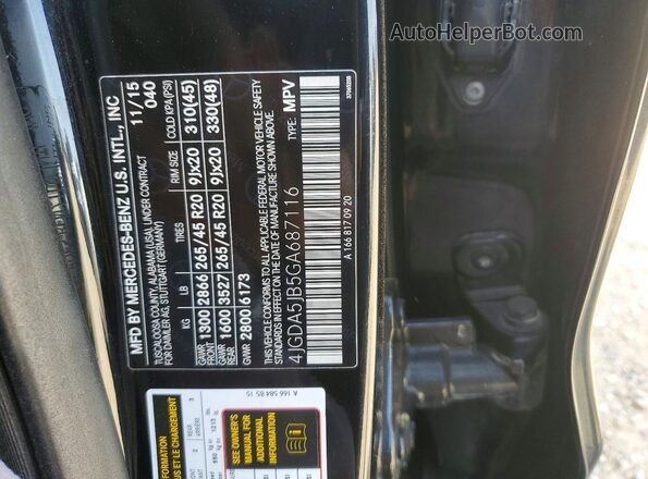 4JGDA5JB5GA687116 2016 MERCEDES-BENZ GLE Черный Вид наклейки с VIN-кодом