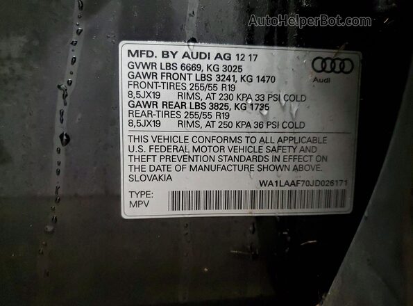 WA1LAAF70JD026171 2018 AUDI Q7 Черный Панорамный вид салона 360°