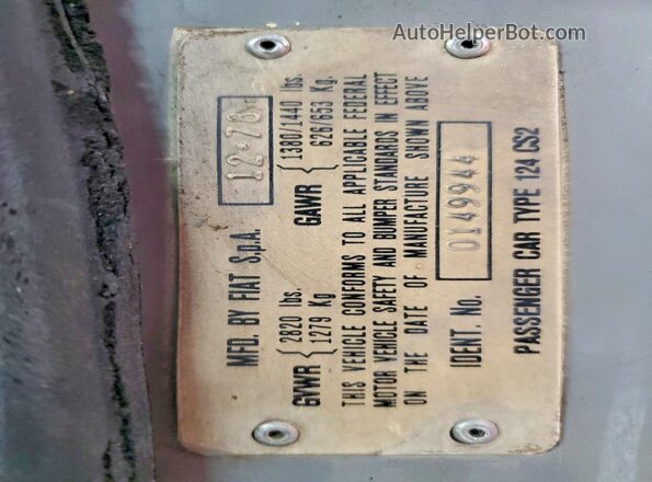 124CS20149944 1979 FIAT 124 Cream VIN sticker view