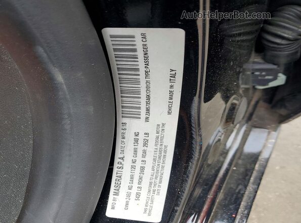 ZAM57XSA6K1310131 2019 MASERATI GHIBLI Черный Вид наклейки с VIN-кодом