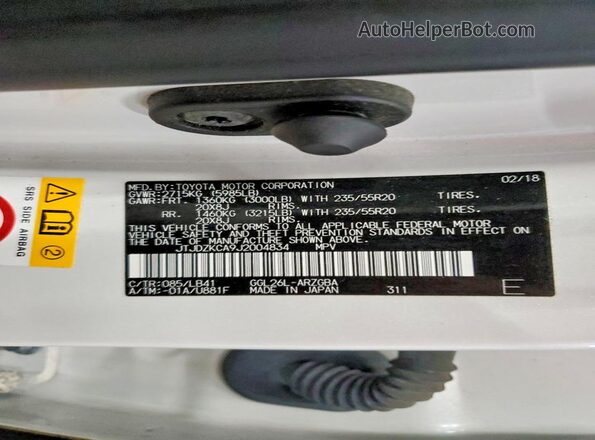JTJDZKCA9J2004834 2018 LEXUS RX Белый Панорамный вид салона 360°