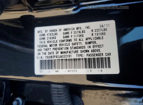 19UUB3F60JA002191 2018 ACURA TLX Black Widok komory silnika