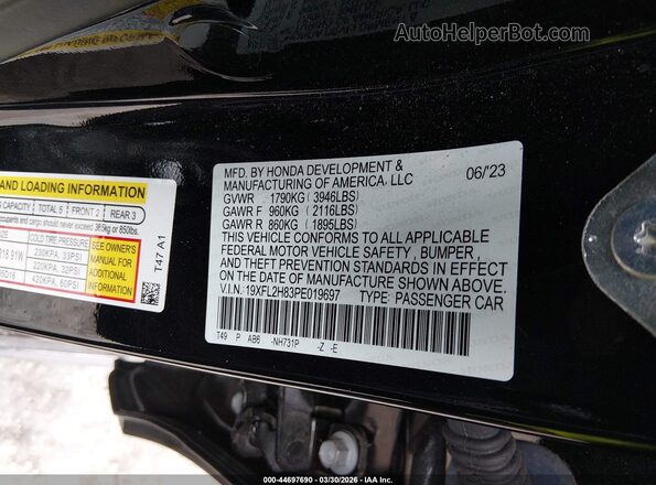 19XFL2H83PE019697 2023 HONDA CIVIC Черный Вид подкапотного пространства