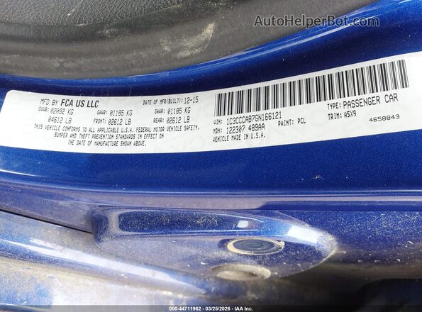 1C3CCCAB7GN166121 2016 CHRYSLER 200 Blue ძრავის განყოფილების ხედი