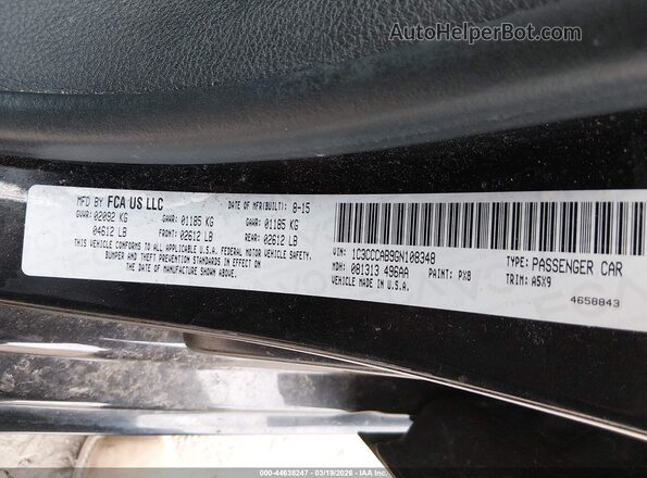 1C3CCCAB9GN108348 2016 CHRYSLER 200 Черный Вид подкапотного пространства