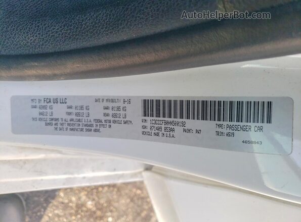 1C3CCCFB0HN500192 2017 CHRYSLER 200 Белый Вид подкапотного пространства