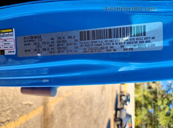 1C4BJWDG3JL882149 2018 JEEP WRANGLER Синий Вид наклейки с VIN-кодом