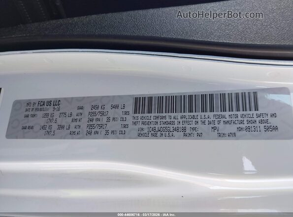 1C4BJWDG5GL348188 2016 JEEP WRANGLER UNLIMITED Белый Вид подкапотного пространства