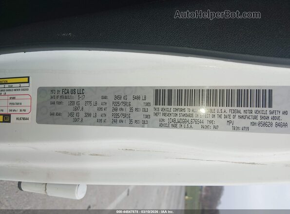 1C4BJWDG6HL676544 2017 JEEP WRANGLER UNLIMITED Белый Вид подкапотного пространства