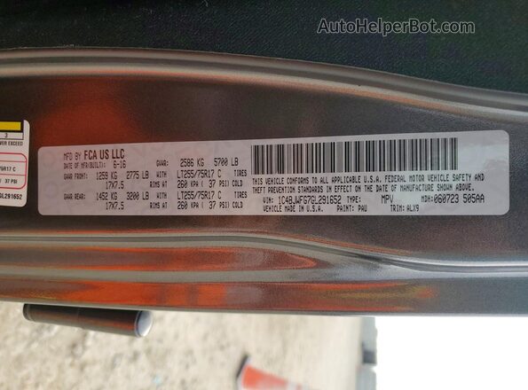 1C4BJWFG7GL291652 2016 JEEP WRANGLER Gray Вид підкапотного простору