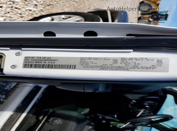 1C4HJXAG5MW855221 2021 JEEP WRANGLER Белый Панорамный вид салона 360°