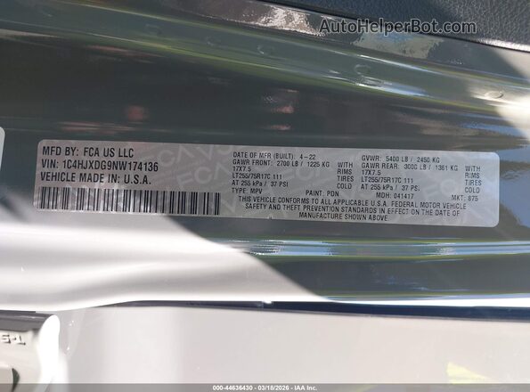 1C4HJXDG9NW174136 2022 JEEP WRANGLER UNLIMITED Gray Widok komory silnika