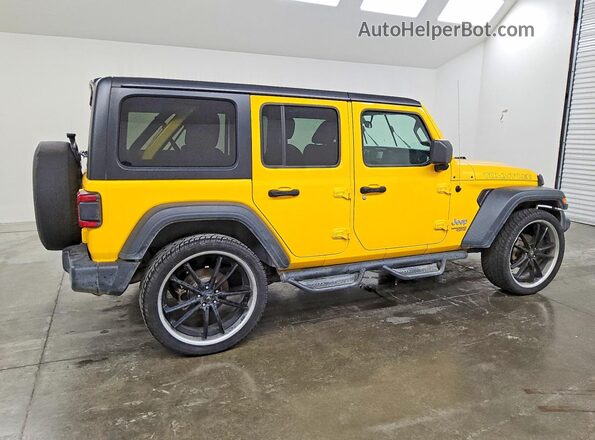 1C4HJXDNXLW223159 2020 JEEP WRANGLER Желтый Задняя правая четверть