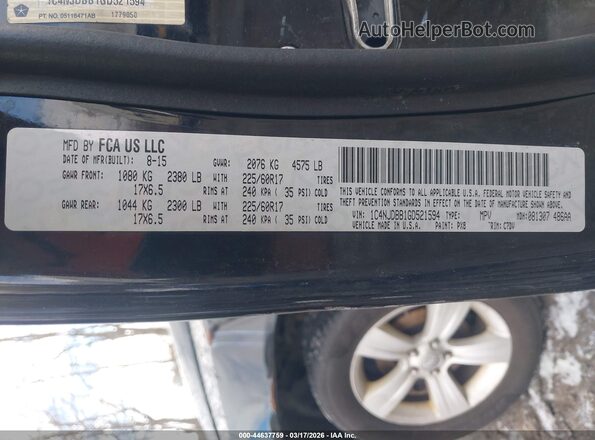 1C4NJDBB1GD521594 2016 JEEP COMPASS Черный Вид подкапотного пространства