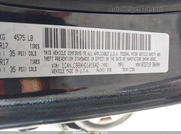 1C4NJDBBXHD101642 2017 JEEP COMPASS Black Widok komory silnika