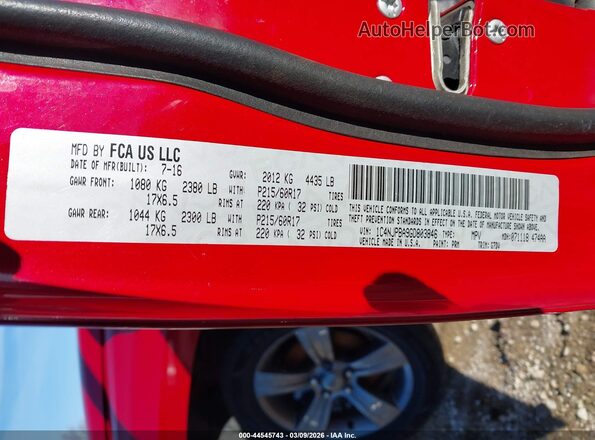 1C4NJPBA9GD803846 2016 JEEP PATRIOT Красный Вид подкапотного пространства