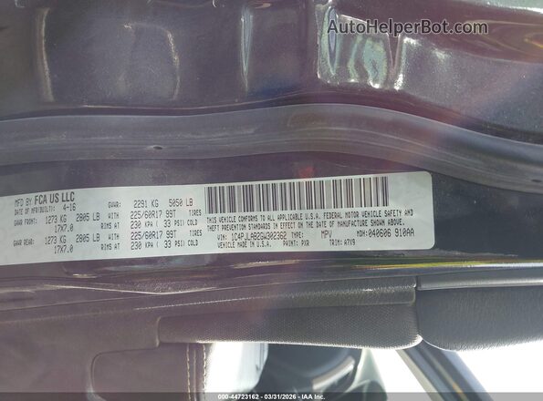 1C4PJLAB2GW302362 2016 JEEP CHEROKEE Black Вид підкапотного простору