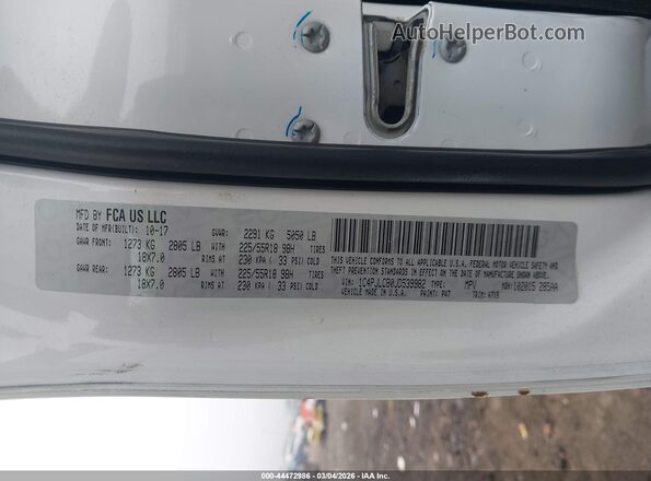 1C4PJLCB0JD539982 2018 JEEP CHEROKEE Белый Вид подкапотного пространства