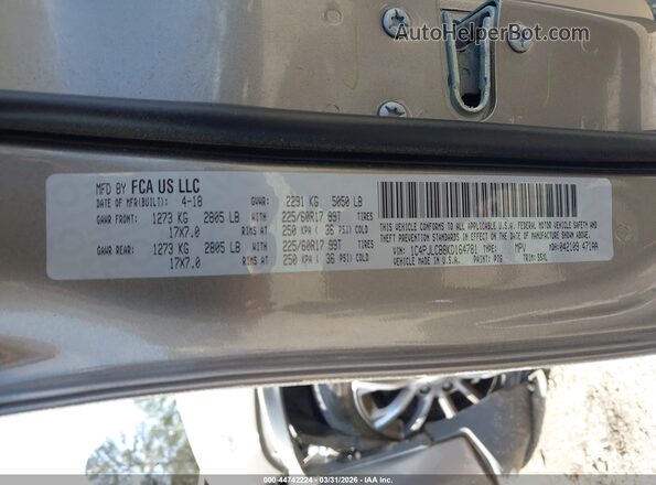 1C4PJLCB8KD164781 2019 JEEP CHEROKEE Серый Вид подкапотного пространства