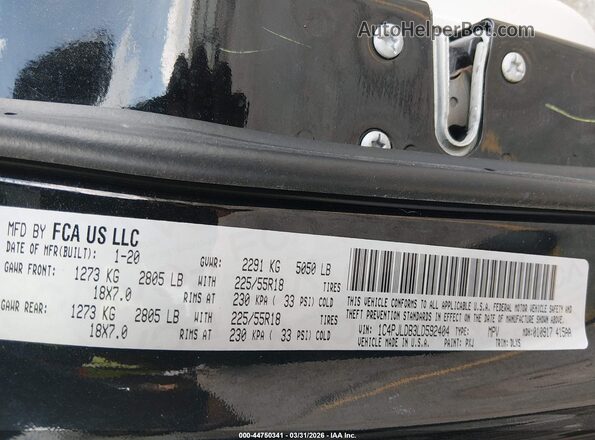 1C4PJLDB3LD592404 2020 JEEP CHEROKEE Black ძრავის განყოფილების ხედი