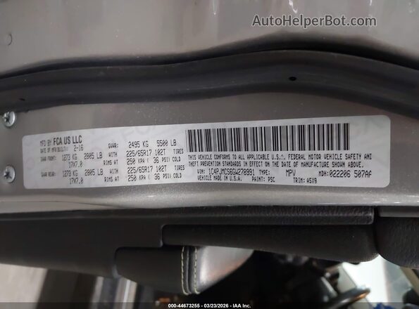 1C4PJMCS6GW278991 2016 JEEP CHEROKEE Silver ძრავის განყოფილების ხედი