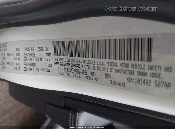 1C4PJMDSXGW174986 2016 JEEP CHEROKEE Белый Вид подкапотного пространства