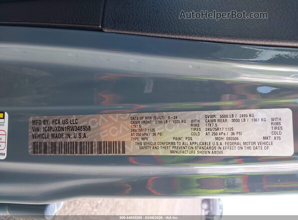 1C4PJXDN1RW348958 2024 JEEP WRANGLER Синий Вид подкапотного пространства