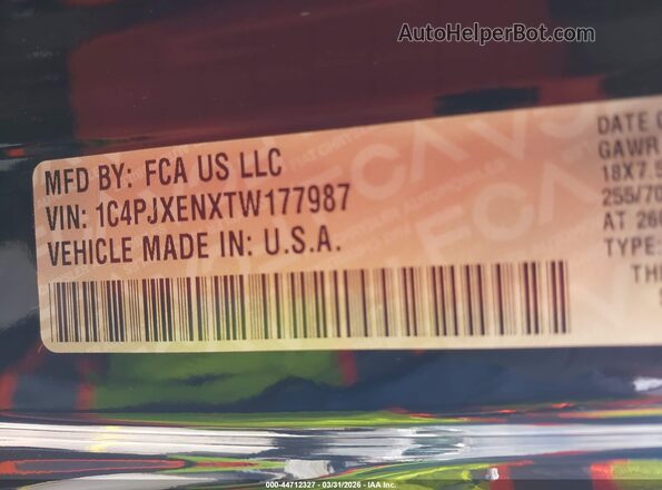 1C4PJXENXTW177987 2026 JEEP WRANGLER Черный Вид подкапотного пространства