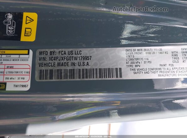 1C4PJXFG0TW179957 2026 JEEP WRANGLER Серый Вид подкапотного пространства