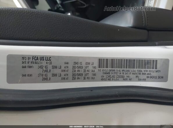 1C4RDJAGXJC265960 2018 DODGE DURANGO White Engine compartment view