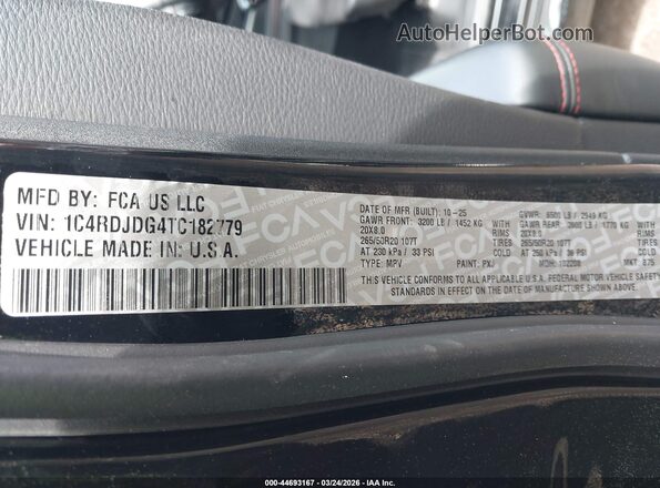 1C4RDJDG4TC182779 2026 DODGE DURANGO Черный Вид подкапотного пространства