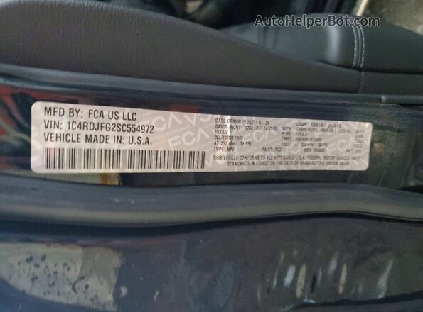 1C4RDJFG2SC554972 2025 DODGE DURANGO Черный Вид наклейки с VIN-кодом