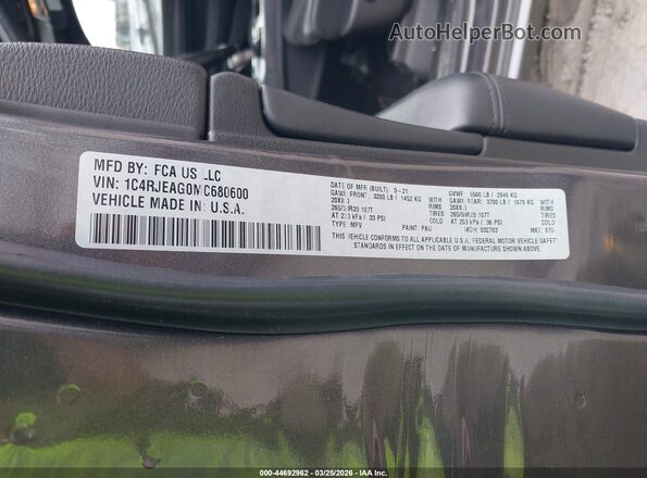 1C4RJEAG0MC680600 2021 JEEP GRAND CHEROKEE Серый Вид подкапотного пространства