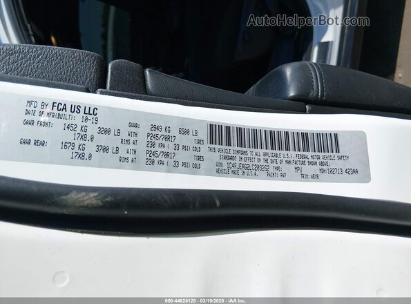 1C4RJEAG2LC203262 2020 JEEP GRAND CHEROKEE Белый Вид подкапотного пространства