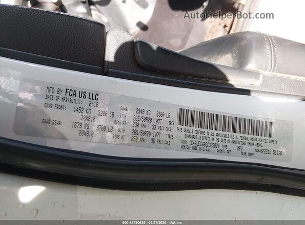 1C4RJECG8GC335820 2016 JEEP GRAND CHEROKEE Белый Вид подкапотного пространства
