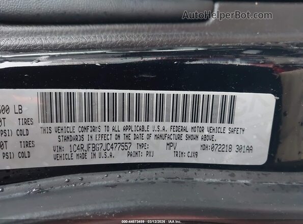 1C4RJFBG7JC477557 2018 JEEP GRAND CHEROKEE Черный Вид подкапотного пространства