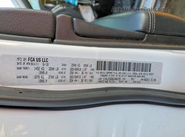 1C4RJFBG8GC489726 2016 JEEP GRAND Белый Вид подкапотного пространства