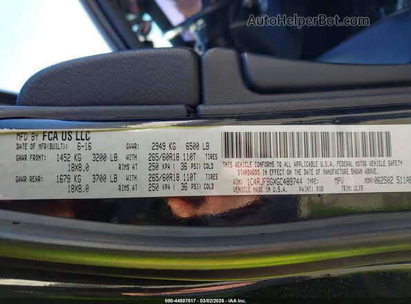 1C4RJFBGXGC489744 2016 JEEP GRAND CHEROKEE Черный Вид подкапотного пространства